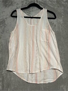Community Linen Cotton Tank Top Women’s XS Stripe Pink White